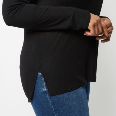 Plus black scoop neck top